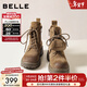 百麗（Belle）復古鞋頭擦色馬丁靴女冬季新款厚底增高休閑綁帶短靴B2912DD5 卡其色 38 (240mm)