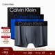 Calvin Klein內衣男士本命年新年紅三條裝ck提花棉質(zhì)防夾臀四角褲平角內褲男 Z2Q-太空黑/寶石藍/炭灰 M