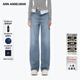 ANN ANDELMAN【嚴浩翔同款】官方直營(yíng)閃閃發(fā)光立體水鉆燙鉆直筒寬松闊腿牛仔褲 藍色 S