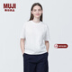 MUJI女式 天竺編織圓領(lǐng)短袖T恤上衣打底衫女款內搭多巴胺女裝 白色BB2P6C4S L (165/88A)
