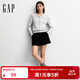 蓋璞（GAP）女裝2025秋季新款純棉圓領(lǐng)針織衫基礎款開(kāi)衫毛衣美版 淺灰色 S 美碼  M亞洲碼165/88A