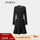 PORTS女裝2025秋新款釘珠裝飾黑色醋纖連衣裙ALQ9D028TWB037 黑色 6