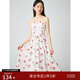 自巧小個(gè)子紅色碎花吊帶連衣裙女2024春夏新款針織開(kāi)衫中長(cháng)裙套裝 玫瑰印花吊帶裙 S (3碼)