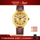 西普尼金表（HIPINE）金表女純金999足金黃金手表復古腕表時(shí)尚騏驥紅石英女情人節禮物 【光殼金面鋼扣-棕帶】金重3.5g+