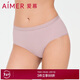 愛(ài)慕內衣女士?jì)妊澟黄綇椓N膚中腰內褲棉KIKI系列AM238021紫色170