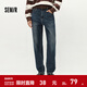森馬森柔|森馬牛仔褲女冬季抓毛做舊錐形褲女士舒適時(shí)尚潮流復古長(cháng)褲 牛仔深藍88301 27