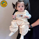 G.duck小黃鴨嬰兒早秋套裝小月齡女寶秋裝2025新款洋氣時(shí)髦背帶褲兩件套 米色背帶褲+藍色花邊領(lǐng)T 73cm 73