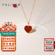謝瑞麟（TSL）小心意系列18K金項鏈愛(ài)心紅瑪瑙玫瑰金鎖骨鏈女士生日63911