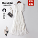 Aosijie輕奢品牌 真絲連衣裙女夏季新款桑蠶絲氣質(zhì)飄逸度假仙女沙灘長(cháng)裙 白色真絲 XL 110斤-120斤