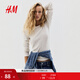 H&M女裝T恤秋冬修身圓領(lǐng)棉質(zhì)柔軟時(shí)尚舒適打底衫內搭長(cháng)袖上衣1260555 白色007 M 165/96