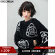 COCOBELLA提花銀絲亮片山茶花毛衣女豐盈軟糯加厚針織衫MZ553 黑色 S