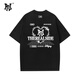 PNJ官方新款短袖T恤男女款夏季韓版潮流字母印花寬松休閑圓領(lǐng)上衣 黑色 XL