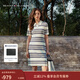 Tommy Hilfiger25春夏新款女裝氣質(zhì)優(yōu)雅老錢(qián)風(fēng)亞洲版V字POLO顯瘦針織連衣裙 白藍條紋0BI M