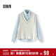 森馬（Semir）[商場(chǎng)同款]長(cháng)袖襯衫女襯衣V領(lǐng)背心2025春寬松兩件套101125105011