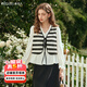Olrain【5折】黑白色雪紡衫女秋裝新款法式拼接假兩件襯衫上衣 黑白色 M
