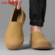 奧康（Aokang）男鞋勃肯復古駕車(chē)鞋一腳蹬男士增高耐磨休閑鞋 琥珀黃    39   