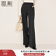 香影西裝闊腿褲女垂感2025冬季新款深灰色褲子寬松顯瘦高腰直筒褲 深灰 M 160/64A/95-110斤