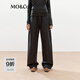 MO&Co.【active系列】衛褲2025冬新品綿羊毛毛呢彎刀褲高腰MBE4PAT016 炭黑花灰色 S /160