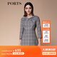PORTS 寶姿秋冬新品女裝休閑通勤設計感收腰長(cháng)袖短連衣裙 灰色混色 M (6)