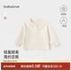 babylove女寶寶上衣秋季純棉花邊領(lǐng)嬰兒長(cháng)袖t恤時(shí)尚洋氣百搭純色春裝