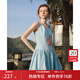 范思藍恩腰精裙系列 甜美少女感無(wú)袖花苞吊帶連衣裙女春1030/1302 藍色短款 M