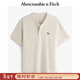 Abercrombie & Fitch經(jīng)典小麋鹿圖案男裝25夏季美式重磅寬松亨利領(lǐng)短袖T恤 奶油色 L (180/108A)尺碼偏大
