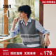森馬（Semir）商場(chǎng)同款|長(cháng)袖襯衫女冬條紋V領(lǐng)短背心襯衣2025兩件套101725105008
