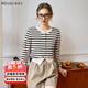 Olrain【5折】條紋長(cháng)袖針織衫女春裝新款寬松時(shí)尚通勤開(kāi)衫 條紋 S