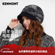 卡蒙（Kenmont）冬款帽子女士格子貝雷帽拼接毛呢帽子韓版時(shí)尚堆堆帽修飾臉型2763 藏青色 均碼 57.5cm