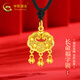 中國黃金（CHINA GOLD）黃金福字平安鎖吊墜足金鈴鐺長(cháng)命鎖包金鎖掛墜送女友老婆38節禮物 足金鎖包吊墜約0.7g【黑繩】