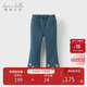 戴維貝拉（DAVE＆BELLA）兒童褲子女童牛仔褲中大童秋冬加絨長(cháng)褲微喇褲