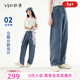 飛鳥(niǎo)和新酒高腰深色牛仔褲女設計感2025夏季新款薄款顯瘦松塔褲 靛藍HCH07 M