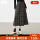 對白復古美拉德撞色格紋半身裙女2025冬季新款高級感通勤毛呢裙子 榛果棕 L