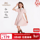 英氏（YEEHOO）女童連衣裙兒童裙子夏季裝時(shí)尚淑女學(xué)院風(fēng)半袖公主裙新款中小童裝 珍寶樂(lè )園淡粉 【5A抗菌】 150