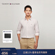 Tommy Hilfiger秋冬男女純棉重磅牛津紡商務(wù)休閑海邊條紋情侶長(cháng)袖襯衫外套 淺卡其白條紋0C8 M （推薦：135-150斤）