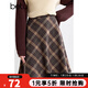 百圖betu女裝秋季新款曠野美拉德復古格紋半身裙裙子女2409T95 咖格 M