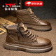 公牛世家馬丁靴男鞋春夏季新款中高幫皮鞋子男士厚底增高休閑復古工裝靴男 棕色【四季款單鞋】GN124101382 41 標準運動(dòng)碼