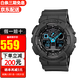 卡西歐（CASIO）手表男 g-shock自動(dòng)背光迷彩風(fēng)大表盤(pán)雙顯防水防震運動(dòng)男表石英表 海軍迷彩GA-100C-8A