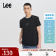 Lee標準版小logo索羅娜涼感男圓領(lǐng)短袖T恤休閑潮流LMT008141202 黑色 M