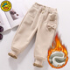G.duck童裝女童褲子春秋季兒童加絨褲子加厚保暖女寶寶衛褲冬款小童長(cháng)褲 杏色-加絨 90 建議80-90cm1歲半-2歲