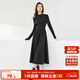 尚都比拉秋冬復古氣質(zhì)女神范打底針織連衣裙中長(cháng)款顯瘦a字裙 黑色 M 