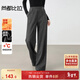 尚都比拉針織休閑褲女秋冬加厚保暖加絨褲長(cháng)褲高腰顯瘦闊腿褲 碳黑色 M 