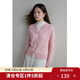 獨束大碼女裝新中式甜美浪漫夾克式針織開(kāi)衫女冬新款微胖mm減齡毛衫 淡山茱萸粉 XL