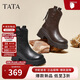 他她（TATA）25冬商場(chǎng)同款百搭時(shí)裝靴女短靴CE401DZ5 黑色（單里） 35