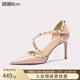 Lily Wei【南風(fēng)知意】2025夏季新款鉚釘裸色高跟鞋性感尖頭涼鞋女 裸粉色【跟高8cm】 36