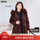 MsShe【三合一皮草派克服】大碼女裝2025冬裝胖mm兔毛內膽外套女 焦糖色現貨 6XL