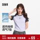 森馬（Semir）涼感T|短袖T恤女夏季撞色插肩袖褶皺刺繡小心機上衣101325100052