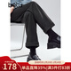 百圖（betu）女裝2025年冬季新款休閑褲中高腰潮流顯瘦高級感直筒褲子2510T81 深灰 M
