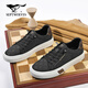 七匹狼夏季透氣男鞋2026新款帆布鞋男薄款透氣套腳休閑鞋男潮流百搭板鞋 黑色 41 【標準皮鞋碼】