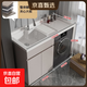 【京喜甄選】陽(yáng)臺洗衣柜蜂窩鋁一體臺盆洗衣池滾筒洗衣機柜浴室柜 卡其125CM單獨下柜+雙下水+抽拉水龍頭【備注左右盆】